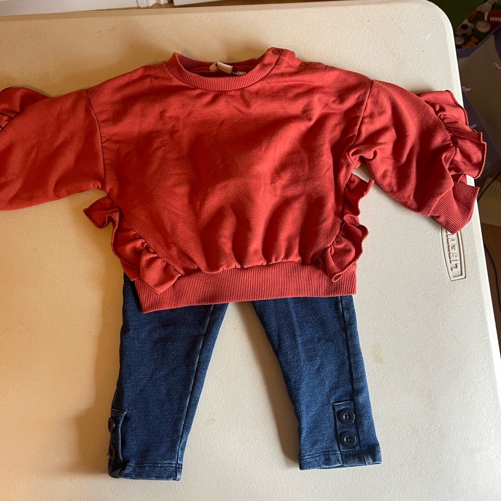 Habitual top in burnt orange and stretch jegging set in 12m